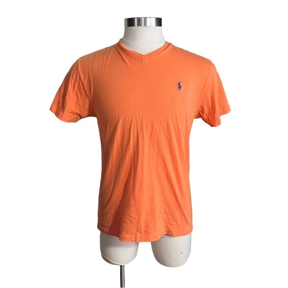 Lot Of 2 Polo Ralph Lauren Orange & Navy Short Sleeve Pony V-Neck T-Shirts Sz Sm - Picture 2 of 16